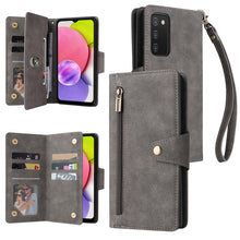 Load image into Gallery viewer, Rivet Buckle 9 Cards Three Fold Leather Phone Case, For Samsung Galaxy S22+, For Samsung Galaxy S22 Ultra 5G, For Samsung Galaxy A02, For Samsung Galaxy A03S 166mm, For Samsung Galaxy A10, For Samsung Galaxy A10s, For Samsung Galaxy A11 EU Version     ...