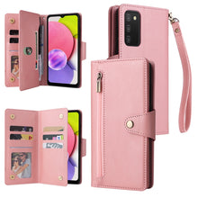 Load image into Gallery viewer, Rivet Buckle 9 Cards Three Fold Leather Phone Case, For Samsung Galaxy S22+, For Samsung Galaxy S22 Ultra 5G, For Samsung Galaxy A02, For Samsung Galaxy A03S 166mm, For Samsung Galaxy A10, For Samsung Galaxy A10s, For Samsung Galaxy A11 EU Version     ...