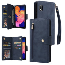 Load image into Gallery viewer, Rivet Buckle 9 Cards Three Fold Leather Phone Case, For Samsung Galaxy S22+, For Samsung Galaxy S22 Ultra 5G, For Samsung Galaxy A02, For Samsung Galaxy A03S 166mm, For Samsung Galaxy A10, For Samsung Galaxy A10s, For Samsung Galaxy A11 EU Version     ...
