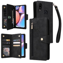 Load image into Gallery viewer, Rivet Buckle 9 Cards Three Fold Leather Phone Case, For Samsung Galaxy S22+, For Samsung Galaxy S22 Ultra 5G, For Samsung Galaxy A02, For Samsung Galaxy A03S 166mm, For Samsung Galaxy A10, For Samsung Galaxy A10s, For Samsung Galaxy A11 EU Version     ...