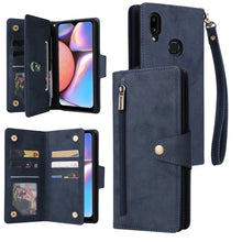 Load image into Gallery viewer, Rivet Buckle 9 Cards Three Fold Leather Phone Case, For Samsung Galaxy S22+, For Samsung Galaxy S22 Ultra 5G, For Samsung Galaxy A02, For Samsung Galaxy A03S 166mm, For Samsung Galaxy A10, For Samsung Galaxy A10s, For Samsung Galaxy A11 EU Version     ...