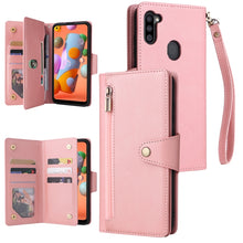 Load image into Gallery viewer, Rivet Buckle 9 Cards Three Fold Leather Phone Case, For Samsung Galaxy S22+, For Samsung Galaxy S22 Ultra 5G, For Samsung Galaxy A02, For Samsung Galaxy A03S 166mm, For Samsung Galaxy A10, For Samsung Galaxy A10s, For Samsung Galaxy A11 EU Version     ...