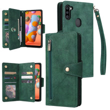 Load image into Gallery viewer, Rivet Buckle 9 Cards Three Fold Leather Phone Case, For Samsung Galaxy S22+, For Samsung Galaxy S22 Ultra 5G, For Samsung Galaxy A02, For Samsung Galaxy A03S 166mm, For Samsung Galaxy A10, For Samsung Galaxy A10s, For Samsung Galaxy A11 EU Version     ...