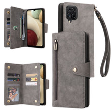 Load image into Gallery viewer, Rivet Buckle 9 Cards Three Fold Leather Phone Case, For Samsung Galaxy S22+, For Samsung Galaxy S22 Ultra 5G, For Samsung Galaxy A02, For Samsung Galaxy A03S 166mm, For Samsung Galaxy A10, For Samsung Galaxy A10s, For Samsung Galaxy A11 EU Version     ...