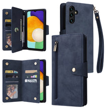 Load image into Gallery viewer, Rivet Buckle 9 Cards Three Fold Leather Phone Case, For Samsung Galaxy S22+, For Samsung Galaxy S22 Ultra 5G, For Samsung Galaxy A02, For Samsung Galaxy A03S 166mm, For Samsung Galaxy A10, For Samsung Galaxy A10s, For Samsung Galaxy A11 EU Version     ...