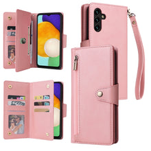 Load image into Gallery viewer, Rivet Buckle 9 Cards Three Fold Leather Phone Case, For Samsung Galaxy S22+, For Samsung Galaxy S22 Ultra 5G, For Samsung Galaxy A02, For Samsung Galaxy A03S 166mm, For Samsung Galaxy A10, For Samsung Galaxy A10s, For Samsung Galaxy A11 EU Version     ...