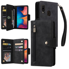 Load image into Gallery viewer, Rivet Buckle 9 Cards Three Fold Leather Phone Case, For Samsung Galaxy A20, For Samsung Galaxy A20E, For Samsung Galaxy A20S, For Samsung Galaxy A21 EU Version, For Samsung Galaxy A21S, For Samsung Galaxy A22 4G, For Samsung Galaxy A22 5G              ...