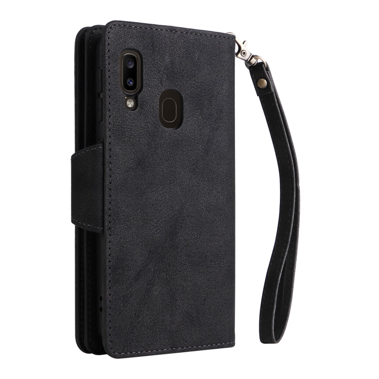 Rivet Buckle 9 Cards Three Fold Leather Phone Case, For Samsung Galaxy A20, For Samsung Galaxy A20E, For Samsung Galaxy A20S, For Samsung Galaxy A21 EU Version, For Samsung Galaxy A21S, For Samsung Galaxy A22 4G, For Samsung Galaxy A22 5G              ...