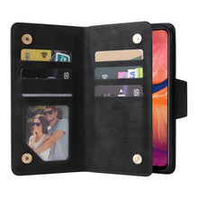 Load image into Gallery viewer, Rivet Buckle 9 Cards Three Fold Leather Phone Case, For Samsung Galaxy A20, For Samsung Galaxy A20E, For Samsung Galaxy A20S, For Samsung Galaxy A21 EU Version, For Samsung Galaxy A21S, For Samsung Galaxy A22 4G, For Samsung Galaxy A22 5G              ...