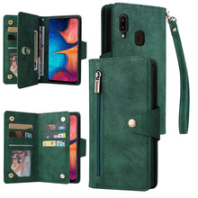 Load image into Gallery viewer, Rivet Buckle 9 Cards Three Fold Leather Phone Case, For Samsung Galaxy A20, For Samsung Galaxy A20E, For Samsung Galaxy A20S, For Samsung Galaxy A21 EU Version, For Samsung Galaxy A21S, For Samsung Galaxy A22 4G, For Samsung Galaxy A22 5G              ...