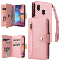 Load image into Gallery viewer, Rivet Buckle 9 Cards Three Fold Leather Phone Case, For Samsung Galaxy A20, For Samsung Galaxy A20E, For Samsung Galaxy A20S, For Samsung Galaxy A21 EU Version, For Samsung Galaxy A21S, For Samsung Galaxy A22 4G, For Samsung Galaxy A22 5G              ...