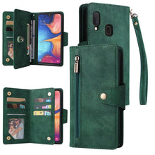 Load image into Gallery viewer, Rivet Buckle 9 Cards Three Fold Leather Phone Case, For Samsung Galaxy A20, For Samsung Galaxy A20E, For Samsung Galaxy A20S, For Samsung Galaxy A21 EU Version, For Samsung Galaxy A21S, For Samsung Galaxy A22 4G, For Samsung Galaxy A22 5G              ...