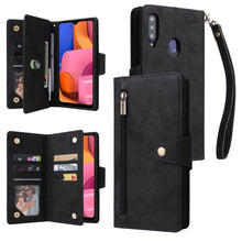 Load image into Gallery viewer, Rivet Buckle 9 Cards Three Fold Leather Phone Case, For Samsung Galaxy A20, For Samsung Galaxy A20E, For Samsung Galaxy A20S, For Samsung Galaxy A21 EU Version, For Samsung Galaxy A21S, For Samsung Galaxy A22 4G, For Samsung Galaxy A22 5G              ...