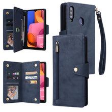 Load image into Gallery viewer, Rivet Buckle 9 Cards Three Fold Leather Phone Case, For Samsung Galaxy A20, For Samsung Galaxy A20E, For Samsung Galaxy A20S, For Samsung Galaxy A21 EU Version, For Samsung Galaxy A21S, For Samsung Galaxy A22 4G, For Samsung Galaxy A22 5G              ...