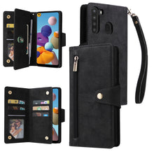 Load image into Gallery viewer, Rivet Buckle 9 Cards Three Fold Leather Phone Case, For Samsung Galaxy A20, For Samsung Galaxy A20E, For Samsung Galaxy A20S, For Samsung Galaxy A21 EU Version, For Samsung Galaxy A21S, For Samsung Galaxy A22 4G, For Samsung Galaxy A22 5G              ...