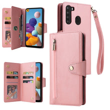 Load image into Gallery viewer, Rivet Buckle 9 Cards Three Fold Leather Phone Case, For Samsung Galaxy A20, For Samsung Galaxy A20E, For Samsung Galaxy A20S, For Samsung Galaxy A21 EU Version, For Samsung Galaxy A21S, For Samsung Galaxy A22 4G, For Samsung Galaxy A22 5G              ...