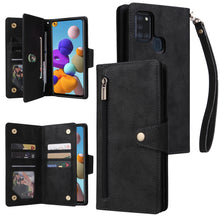 Load image into Gallery viewer, Rivet Buckle 9 Cards Three Fold Leather Phone Case, For Samsung Galaxy A20, For Samsung Galaxy A20E, For Samsung Galaxy A20S, For Samsung Galaxy A21 EU Version, For Samsung Galaxy A21S, For Samsung Galaxy A22 4G, For Samsung Galaxy A22 5G              ...