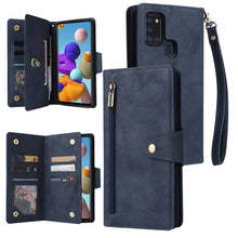 Load image into Gallery viewer, Rivet Buckle 9 Cards Three Fold Leather Phone Case, For Samsung Galaxy A20, For Samsung Galaxy A20E, For Samsung Galaxy A20S, For Samsung Galaxy A21 EU Version, For Samsung Galaxy A21S, For Samsung Galaxy A22 4G, For Samsung Galaxy A22 5G              ...