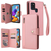 Load image into Gallery viewer, Rivet Buckle 9 Cards Three Fold Leather Phone Case, For Samsung Galaxy A20, For Samsung Galaxy A20E, For Samsung Galaxy A20S, For Samsung Galaxy A21 EU Version, For Samsung Galaxy A21S, For Samsung Galaxy A22 4G, For Samsung Galaxy A22 5G              ...