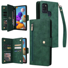 Load image into Gallery viewer, Rivet Buckle 9 Cards Three Fold Leather Phone Case, For Samsung Galaxy A20, For Samsung Galaxy A20E, For Samsung Galaxy A20S, For Samsung Galaxy A21 EU Version, For Samsung Galaxy A21S, For Samsung Galaxy A22 4G, For Samsung Galaxy A22 5G              ...