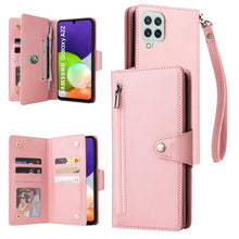 Load image into Gallery viewer, Rivet Buckle 9 Cards Three Fold Leather Phone Case, For Samsung Galaxy A20, For Samsung Galaxy A20E, For Samsung Galaxy A20S, For Samsung Galaxy A21 EU Version, For Samsung Galaxy A21S, For Samsung Galaxy A22 4G, For Samsung Galaxy A22 5G              ...