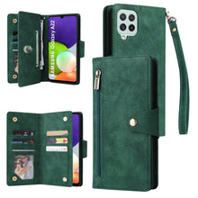 Load image into Gallery viewer, Rivet Buckle 9 Cards Three Fold Leather Phone Case, For Samsung Galaxy A20, For Samsung Galaxy A20E, For Samsung Galaxy A20S, For Samsung Galaxy A21 EU Version, For Samsung Galaxy A21S, For Samsung Galaxy A22 4G, For Samsung Galaxy A22 5G              ...