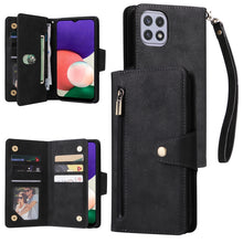 Load image into Gallery viewer, Rivet Buckle 9 Cards Three Fold Leather Phone Case, For Samsung Galaxy A20, For Samsung Galaxy A20E, For Samsung Galaxy A20S, For Samsung Galaxy A21 EU Version, For Samsung Galaxy A21S, For Samsung Galaxy A22 4G, For Samsung Galaxy A22 5G              ...