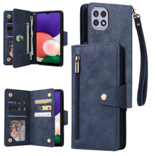 Load image into Gallery viewer, Rivet Buckle 9 Cards Three Fold Leather Phone Case, For Samsung Galaxy A20, For Samsung Galaxy A20E, For Samsung Galaxy A20S, For Samsung Galaxy A21 EU Version, For Samsung Galaxy A21S, For Samsung Galaxy A22 4G, For Samsung Galaxy A22 5G              ...