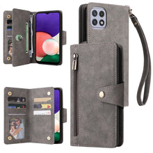 Load image into Gallery viewer, Rivet Buckle 9 Cards Three Fold Leather Phone Case, For Samsung Galaxy A20, For Samsung Galaxy A20E, For Samsung Galaxy A20S, For Samsung Galaxy A21 EU Version, For Samsung Galaxy A21S, For Samsung Galaxy A22 4G, For Samsung Galaxy A22 5G              ...