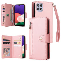 Load image into Gallery viewer, Rivet Buckle 9 Cards Three Fold Leather Phone Case, For Samsung Galaxy A20, For Samsung Galaxy A20E, For Samsung Galaxy A20S, For Samsung Galaxy A21 EU Version, For Samsung Galaxy A21S, For Samsung Galaxy A22 4G, For Samsung Galaxy A22 5G              ...