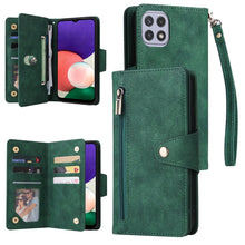 Load image into Gallery viewer, Rivet Buckle 9 Cards Three Fold Leather Phone Case, For Samsung Galaxy A20, For Samsung Galaxy A20E, For Samsung Galaxy A20S, For Samsung Galaxy A21 EU Version, For Samsung Galaxy A21S, For Samsung Galaxy A22 4G, For Samsung Galaxy A22 5G              ...