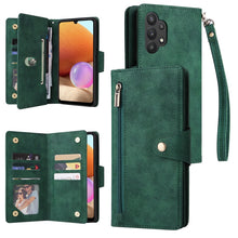 Load image into Gallery viewer, Rivet Buckle 9 Cards Three Fold Leather Phone Case, For Samsung Galaxy A20, For Samsung Galaxy A20E, For Samsung Galaxy A20S, For Samsung Galaxy A21 EU Version, For Samsung Galaxy A21S, For Samsung Galaxy A22 4G, For Samsung Galaxy A22 5G              ...