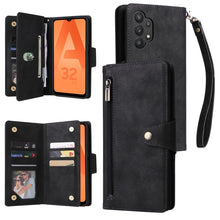 Load image into Gallery viewer, Rivet Buckle 9 Cards Three Fold Leather Phone Case, For Samsung Galaxy A20, For Samsung Galaxy A20E, For Samsung Galaxy A20S, For Samsung Galaxy A21 EU Version, For Samsung Galaxy A21S, For Samsung Galaxy A22 4G, For Samsung Galaxy A22 5G              ...