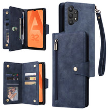 Load image into Gallery viewer, Rivet Buckle 9 Cards Three Fold Leather Phone Case, For Samsung Galaxy A20, For Samsung Galaxy A20E, For Samsung Galaxy A20S, For Samsung Galaxy A21 EU Version, For Samsung Galaxy A21S, For Samsung Galaxy A22 4G, For Samsung Galaxy A22 5G              ...