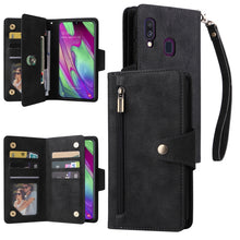 Load image into Gallery viewer, Rivet Buckle 9 Cards Three Fold Leather Phone Case, For Samsung Galaxy A40, For Samsung Galaxy A42 5G, For Samsung Galaxy A51, For Samsung Galaxy A51 5G, For Samsung Galaxy A52 5G, For Samsung Galaxy A70/A70S, For Samsung Galaxy A71                    ...