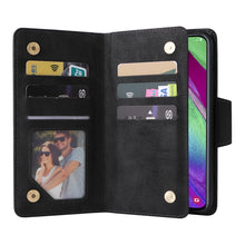 Load image into Gallery viewer, Rivet Buckle 9 Cards Three Fold Leather Phone Case, For Samsung Galaxy A40, For Samsung Galaxy A42 5G, For Samsung Galaxy A51, For Samsung Galaxy A51 5G, For Samsung Galaxy A52 5G, For Samsung Galaxy A70/A70S, For Samsung Galaxy A71                    ...
