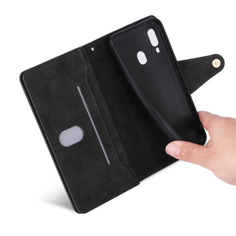 Rivet Buckle 9 Cards Three Fold Leather Phone Case, For Samsung Galaxy A40, For Samsung Galaxy A42 5G, For Samsung Galaxy A51, For Samsung Galaxy A51 5G, For Samsung Galaxy A52 5G, For Samsung Galaxy A70/A70S, For Samsung Galaxy A71                    ...