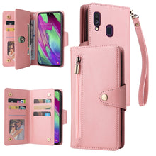 Load image into Gallery viewer, Rivet Buckle 9 Cards Three Fold Leather Phone Case, For Samsung Galaxy A40, For Samsung Galaxy A42 5G, For Samsung Galaxy A51, For Samsung Galaxy A51 5G, For Samsung Galaxy A52 5G, For Samsung Galaxy A70/A70S, For Samsung Galaxy A71                    ...