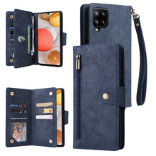 Load image into Gallery viewer, Rivet Buckle 9 Cards Three Fold Leather Phone Case, For Samsung Galaxy A40, For Samsung Galaxy A42 5G, For Samsung Galaxy A51, For Samsung Galaxy A51 5G, For Samsung Galaxy A52 5G, For Samsung Galaxy A70/A70S, For Samsung Galaxy A71                    ...