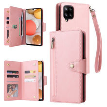 Load image into Gallery viewer, Rivet Buckle 9 Cards Three Fold Leather Phone Case, For Samsung Galaxy A40, For Samsung Galaxy A42 5G, For Samsung Galaxy A51, For Samsung Galaxy A51 5G, For Samsung Galaxy A52 5G, For Samsung Galaxy A70/A70S, For Samsung Galaxy A71                    ...