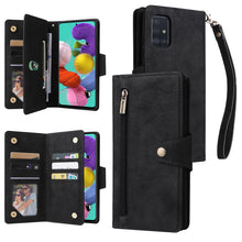 Load image into Gallery viewer, Rivet Buckle 9 Cards Three Fold Leather Phone Case, For Samsung Galaxy A40, For Samsung Galaxy A42 5G, For Samsung Galaxy A51, For Samsung Galaxy A51 5G, For Samsung Galaxy A52 5G, For Samsung Galaxy A70/A70S, For Samsung Galaxy A71                    ...