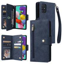 Load image into Gallery viewer, Rivet Buckle 9 Cards Three Fold Leather Phone Case, For Samsung Galaxy A40, For Samsung Galaxy A42 5G, For Samsung Galaxy A51, For Samsung Galaxy A51 5G, For Samsung Galaxy A52 5G, For Samsung Galaxy A70/A70S, For Samsung Galaxy A71                    ...