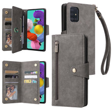 Load image into Gallery viewer, Rivet Buckle 9 Cards Three Fold Leather Phone Case, For Samsung Galaxy A40, For Samsung Galaxy A42 5G, For Samsung Galaxy A51, For Samsung Galaxy A51 5G, For Samsung Galaxy A52 5G, For Samsung Galaxy A70/A70S, For Samsung Galaxy A71                    ...