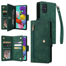 Load image into Gallery viewer, Rivet Buckle 9 Cards Three Fold Leather Phone Case, For Samsung Galaxy A40, For Samsung Galaxy A42 5G, For Samsung Galaxy A51, For Samsung Galaxy A51 5G, For Samsung Galaxy A52 5G, For Samsung Galaxy A70/A70S, For Samsung Galaxy A71                    ...