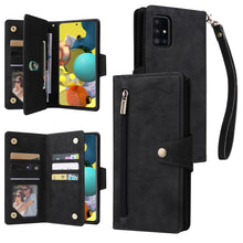 Load image into Gallery viewer, Rivet Buckle 9 Cards Three Fold Leather Phone Case, For Samsung Galaxy A40, For Samsung Galaxy A42 5G, For Samsung Galaxy A51, For Samsung Galaxy A51 5G, For Samsung Galaxy A52 5G, For Samsung Galaxy A70/A70S, For Samsung Galaxy A71                    ...