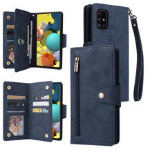 Load image into Gallery viewer, Rivet Buckle 9 Cards Three Fold Leather Phone Case, For Samsung Galaxy A40, For Samsung Galaxy A42 5G, For Samsung Galaxy A51, For Samsung Galaxy A51 5G, For Samsung Galaxy A52 5G, For Samsung Galaxy A70/A70S, For Samsung Galaxy A71                    ...