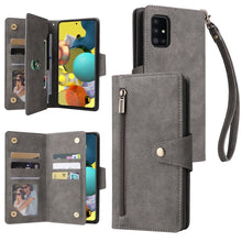 Load image into Gallery viewer, Rivet Buckle 9 Cards Three Fold Leather Phone Case, For Samsung Galaxy A40, For Samsung Galaxy A42 5G, For Samsung Galaxy A51, For Samsung Galaxy A51 5G, For Samsung Galaxy A52 5G, For Samsung Galaxy A70/A70S, For Samsung Galaxy A71                    ...