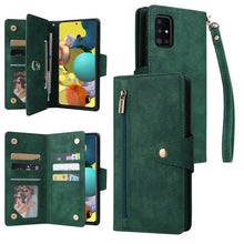 Load image into Gallery viewer, Rivet Buckle 9 Cards Three Fold Leather Phone Case, For Samsung Galaxy A40, For Samsung Galaxy A42 5G, For Samsung Galaxy A51, For Samsung Galaxy A51 5G, For Samsung Galaxy A52 5G, For Samsung Galaxy A70/A70S, For Samsung Galaxy A71                    ...