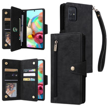 Load image into Gallery viewer, Rivet Buckle 9 Cards Three Fold Leather Phone Case, For Samsung Galaxy A40, For Samsung Galaxy A42 5G, For Samsung Galaxy A51, For Samsung Galaxy A51 5G, For Samsung Galaxy A52 5G, For Samsung Galaxy A70/A70S, For Samsung Galaxy A71                    ...