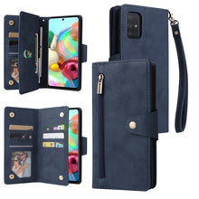 Load image into Gallery viewer, Rivet Buckle 9 Cards Three Fold Leather Phone Case, For Samsung Galaxy A40, For Samsung Galaxy A42 5G, For Samsung Galaxy A51, For Samsung Galaxy A51 5G, For Samsung Galaxy A52 5G, For Samsung Galaxy A70/A70S, For Samsung Galaxy A71                    ...